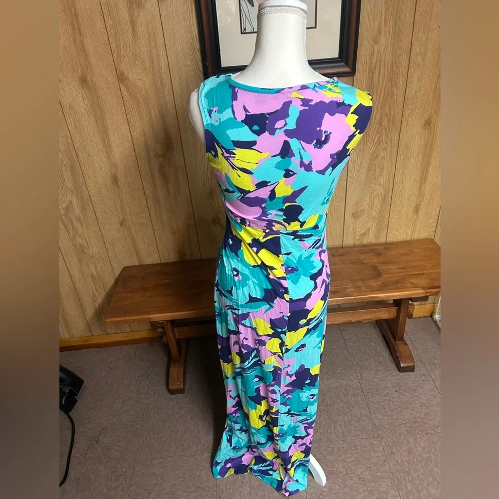 IMAN Blue Global Chic Floral Twist Front Maxi Dress Size M - Picture 3 of 11